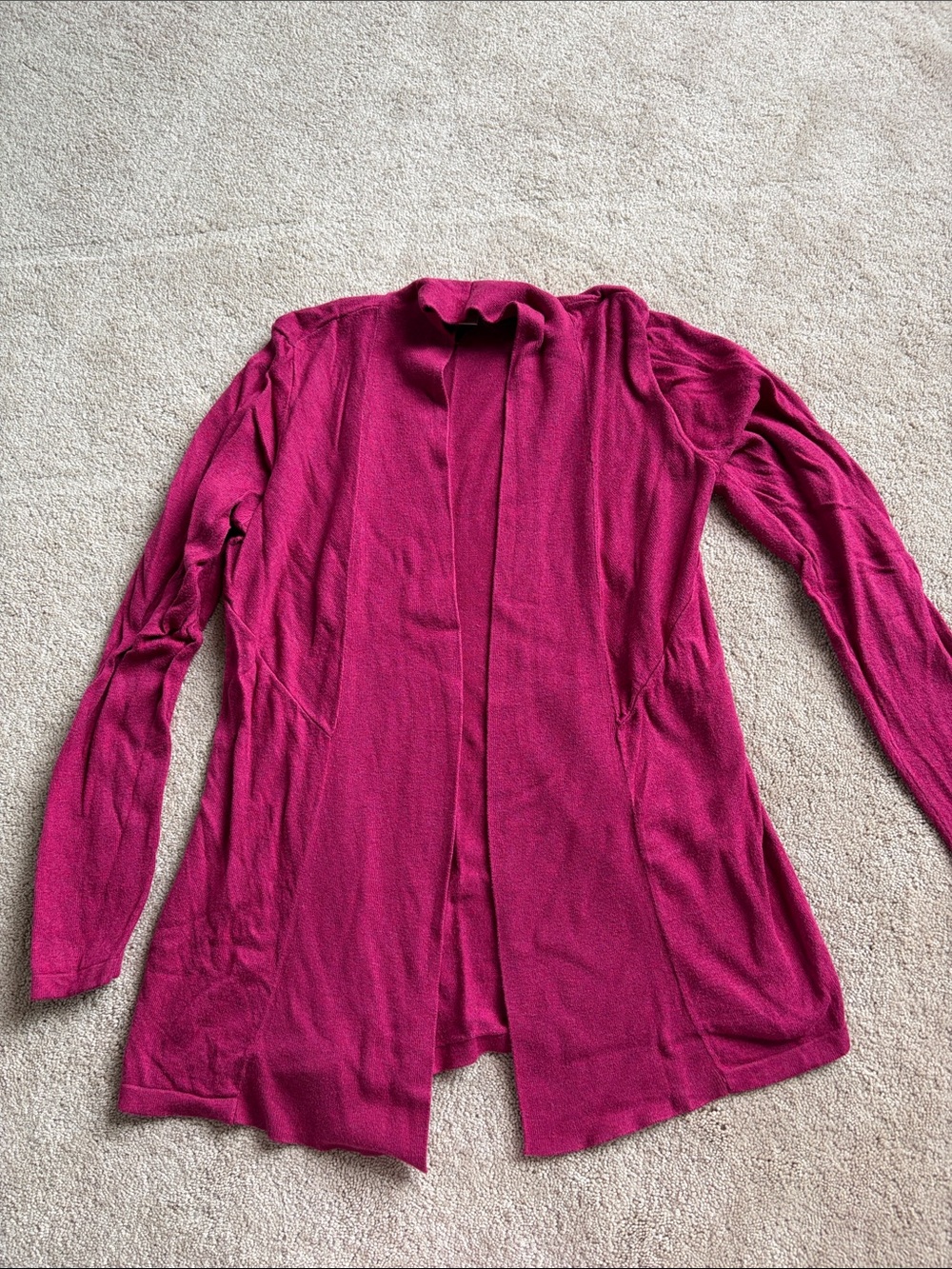 LOFT Open-Front Long Sleeve Cardigan - Fuchsia